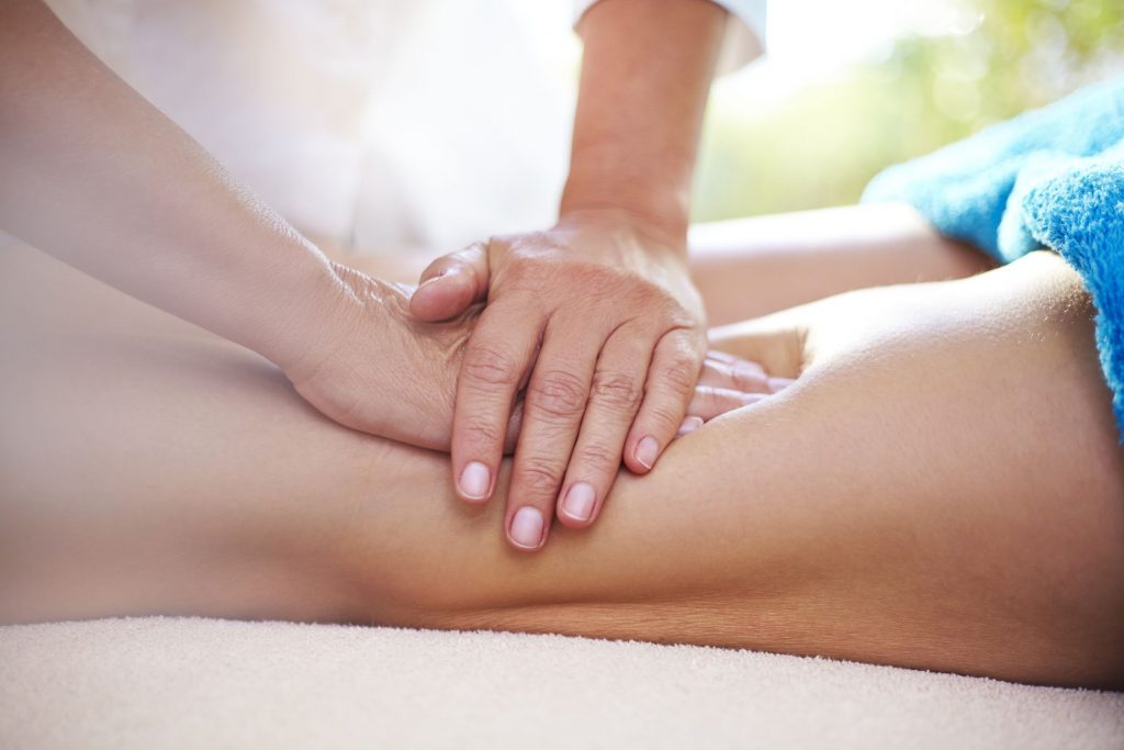 When is it appropriate to use thigh massage?